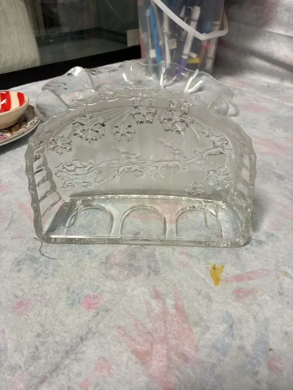 Mikasa Studio Nova Santa's Folly Frosted Glass 3 Votive Candle Holder Reindeer S